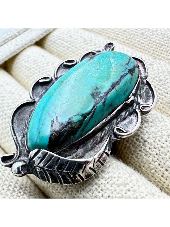 Judy Wallace Jewelry - Native American Judy Wallace Blue Green Turquoise Sterling Silver Ring Size 7
